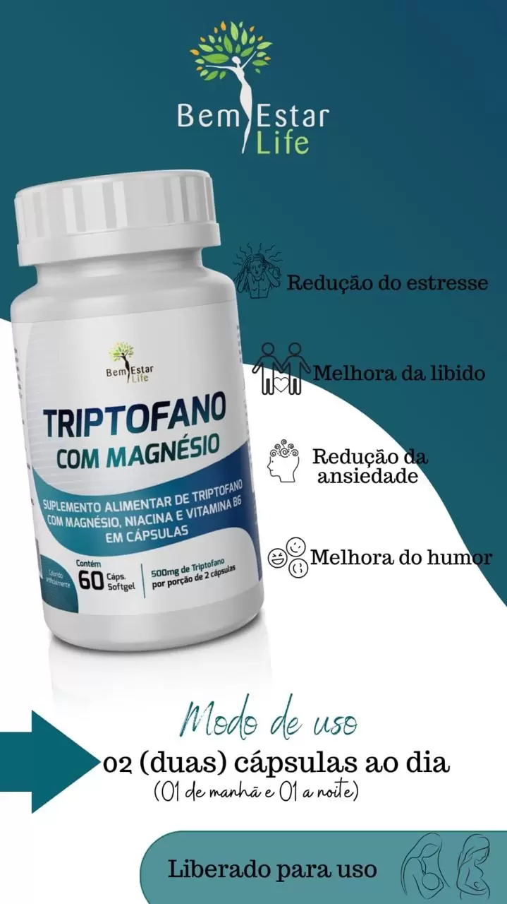 TRIPTOFANO COM MAGNESIO 60 CAPS