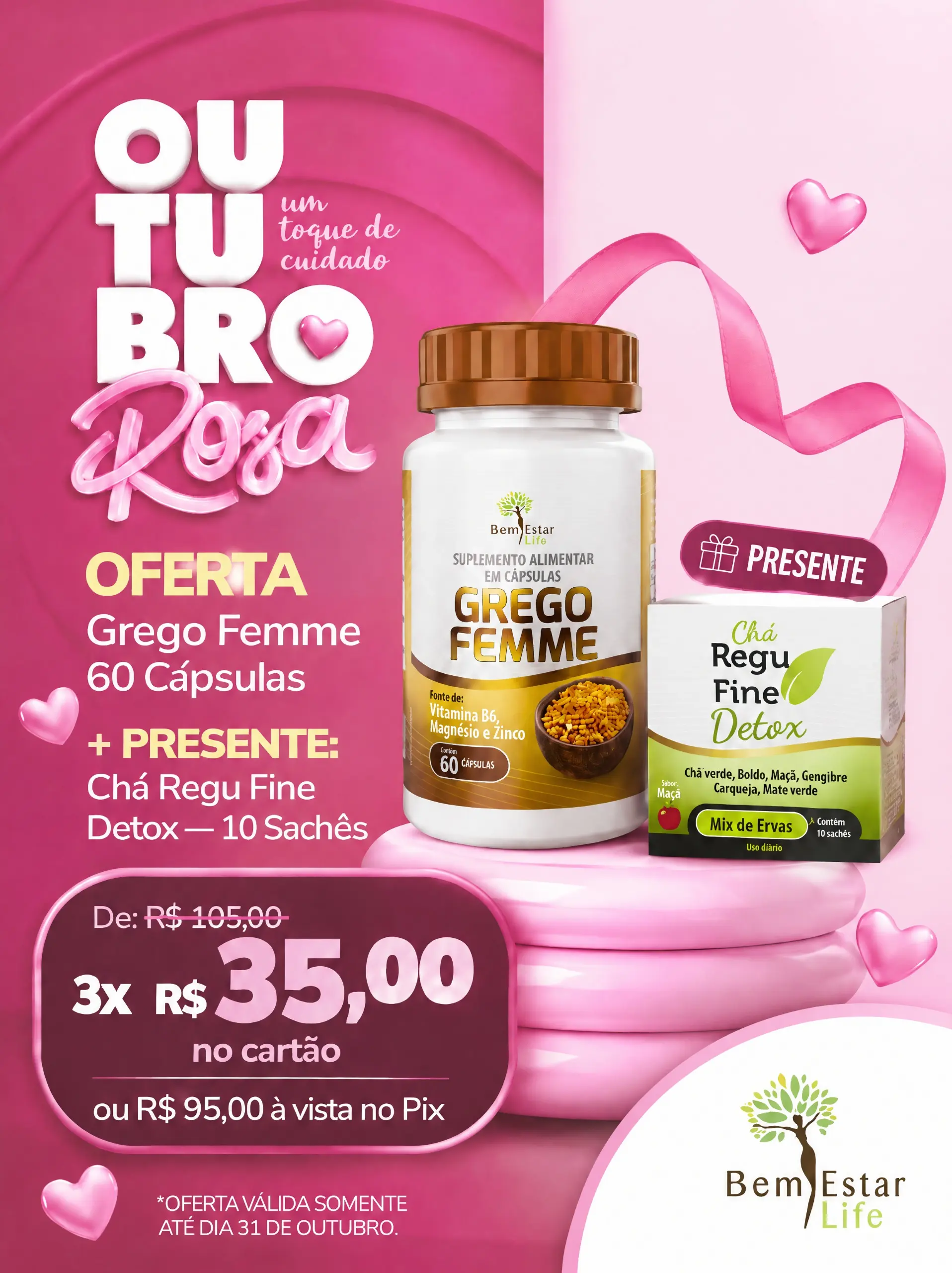 OFERTA GREGO FEMME 60 CAPS + BRINDE CHA REGU FINE DETOX 10 SACHES OFERTA GREGO FEMME 60 CAPS + BRINDE CHA REGU FINE DETOX 10 SACHES