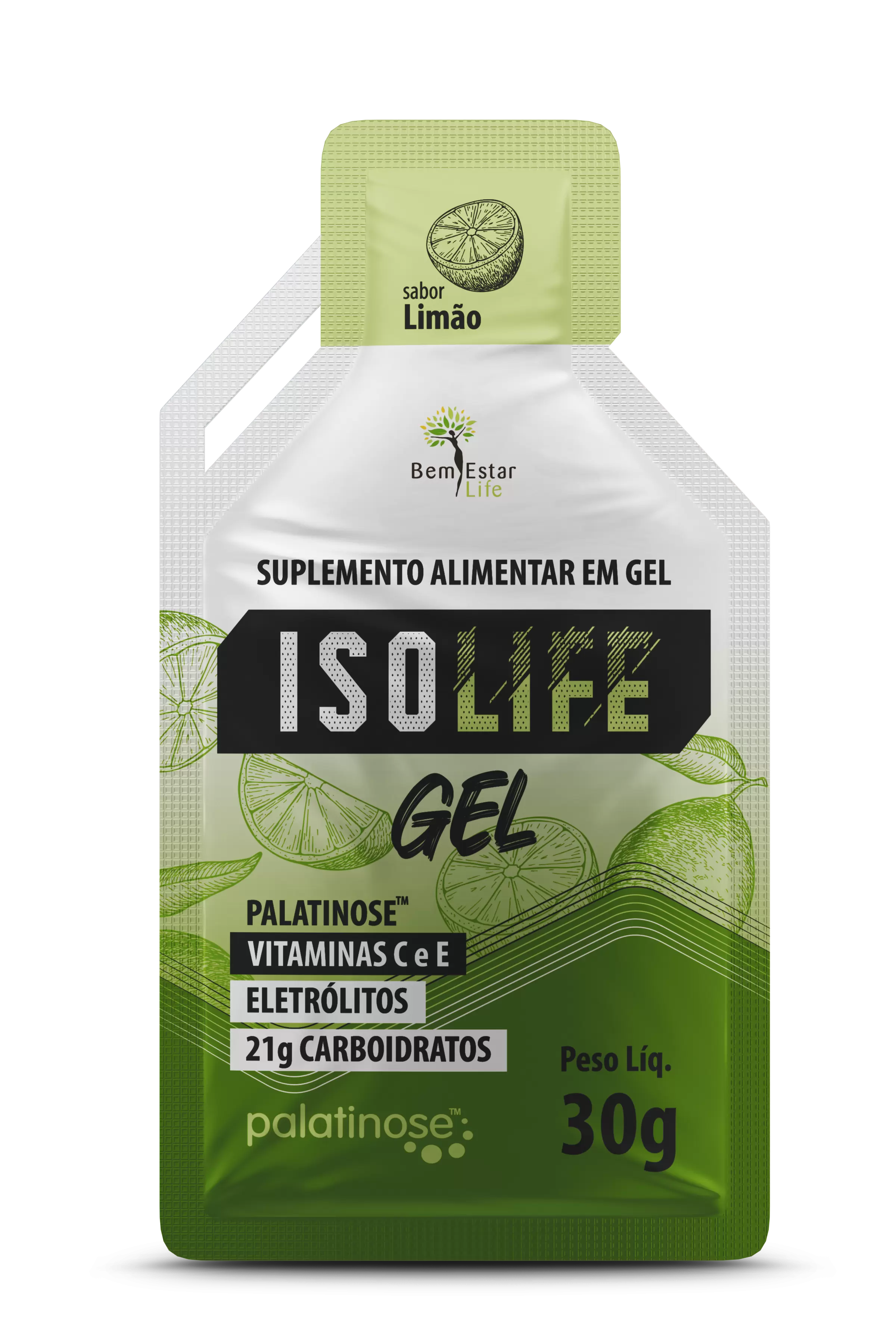 ISO LIFE GEL CARBO - CX 10 SACHE - SABOR LIMAO