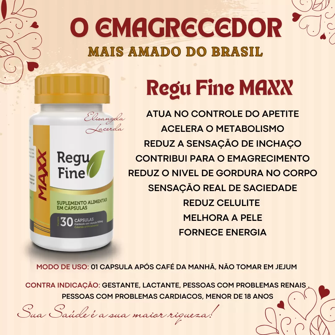 Oferta Verão - Compre 1 Regu Fine Maxx inibidor e 1 Green Energy Detox e ganhe 1 Copo Personalizado