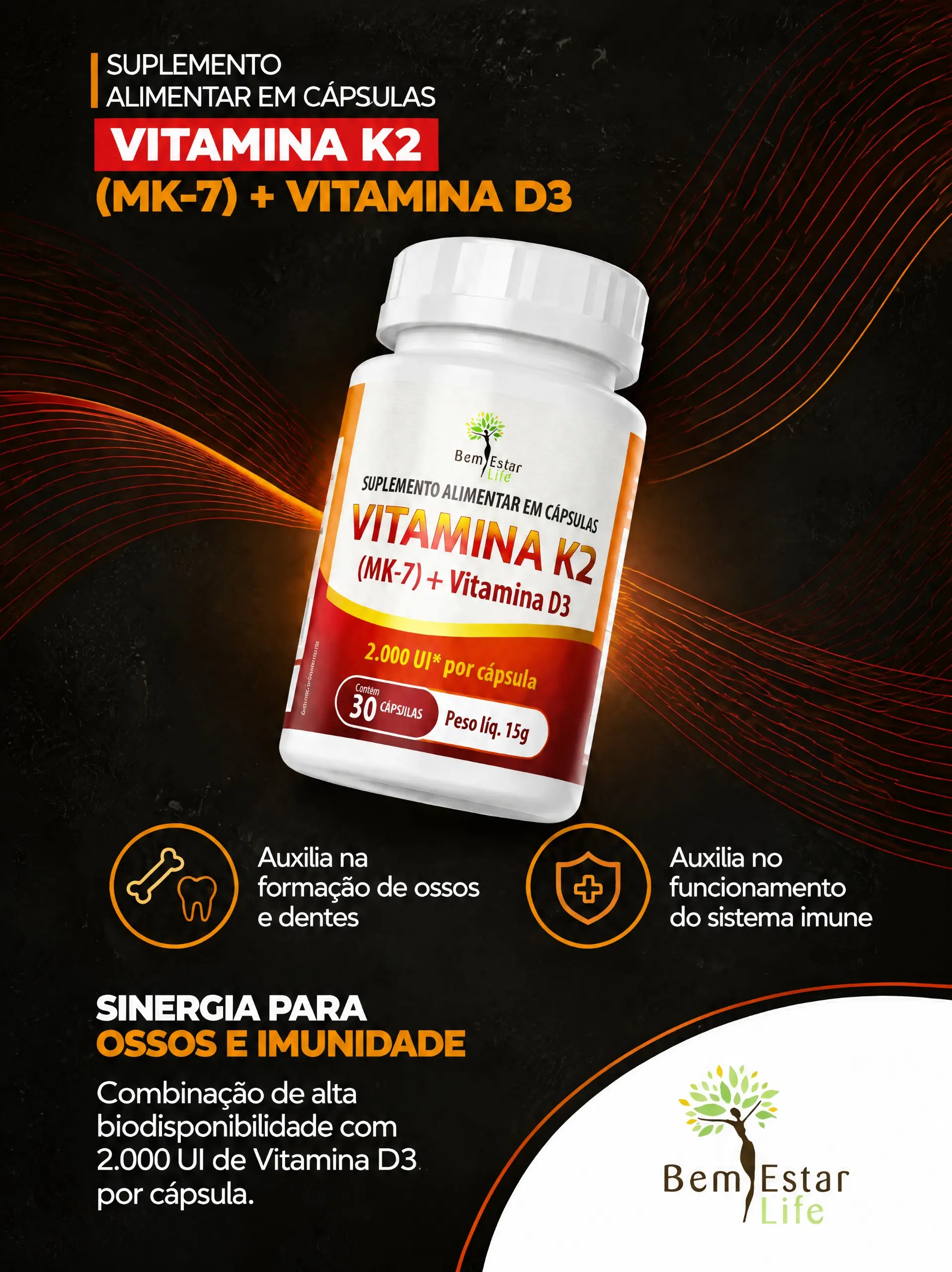 VITAMINA K2 - D3 - 30 CAPSULAS