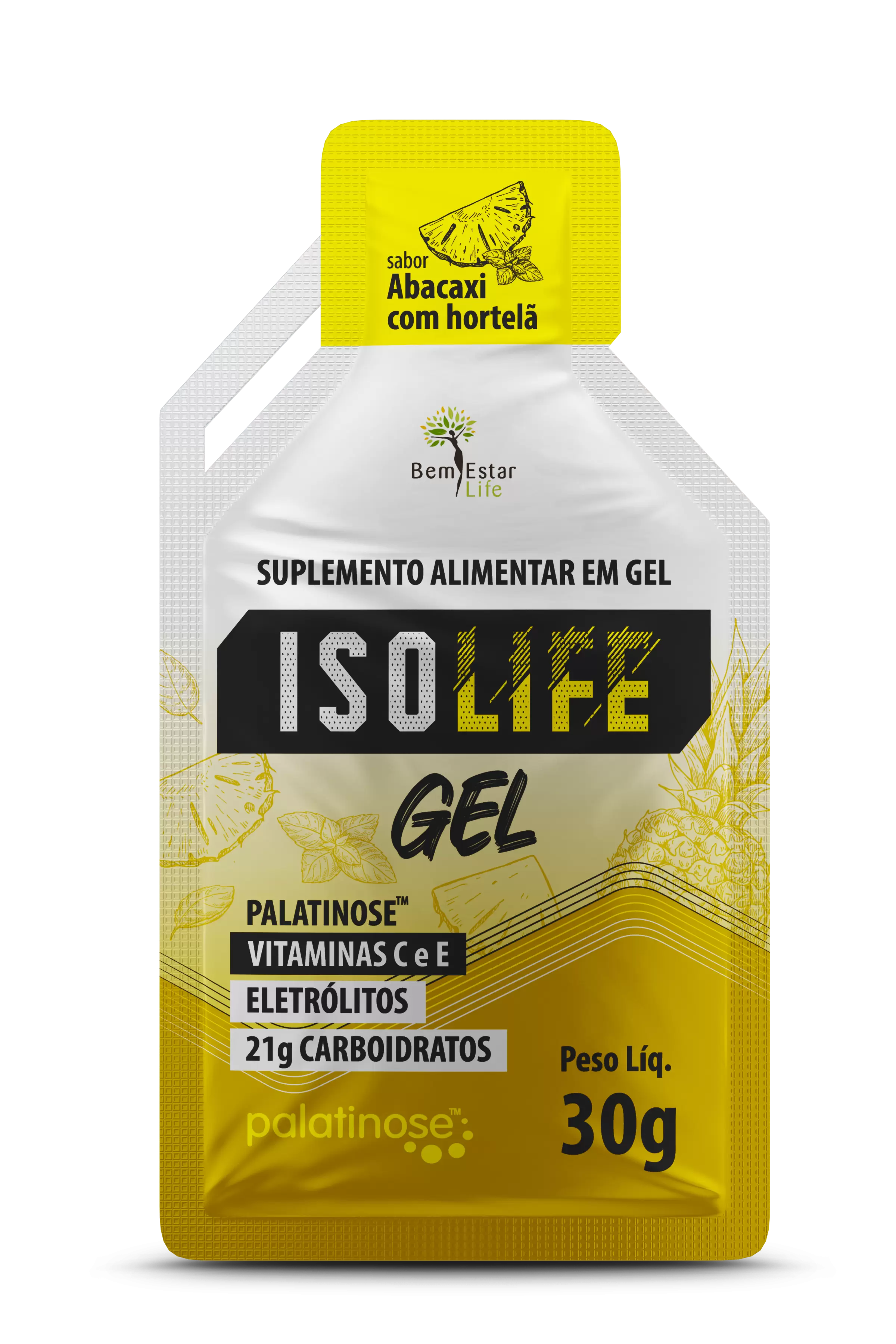 ISO LIFE GEL CARBO - CX 10 SACHE - SABOR ABACAXI COM HORTELA