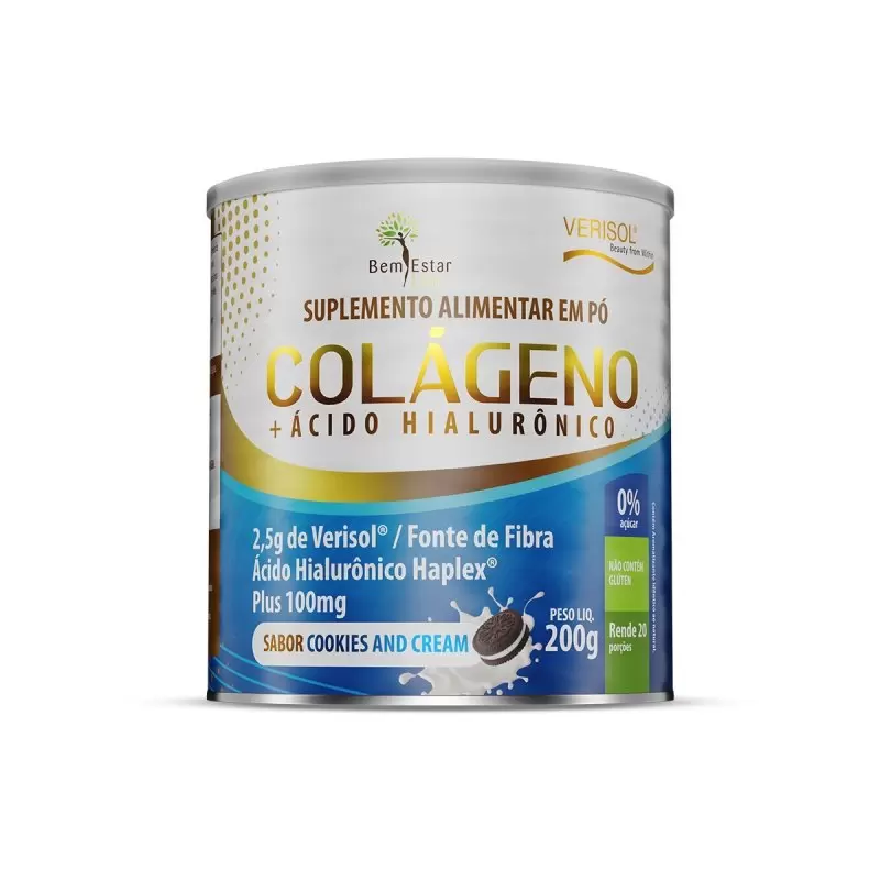 COLAGENO EM PO COM VERISOL E ACIDO HIALURONICO SABOR COOKIES AND CREAN