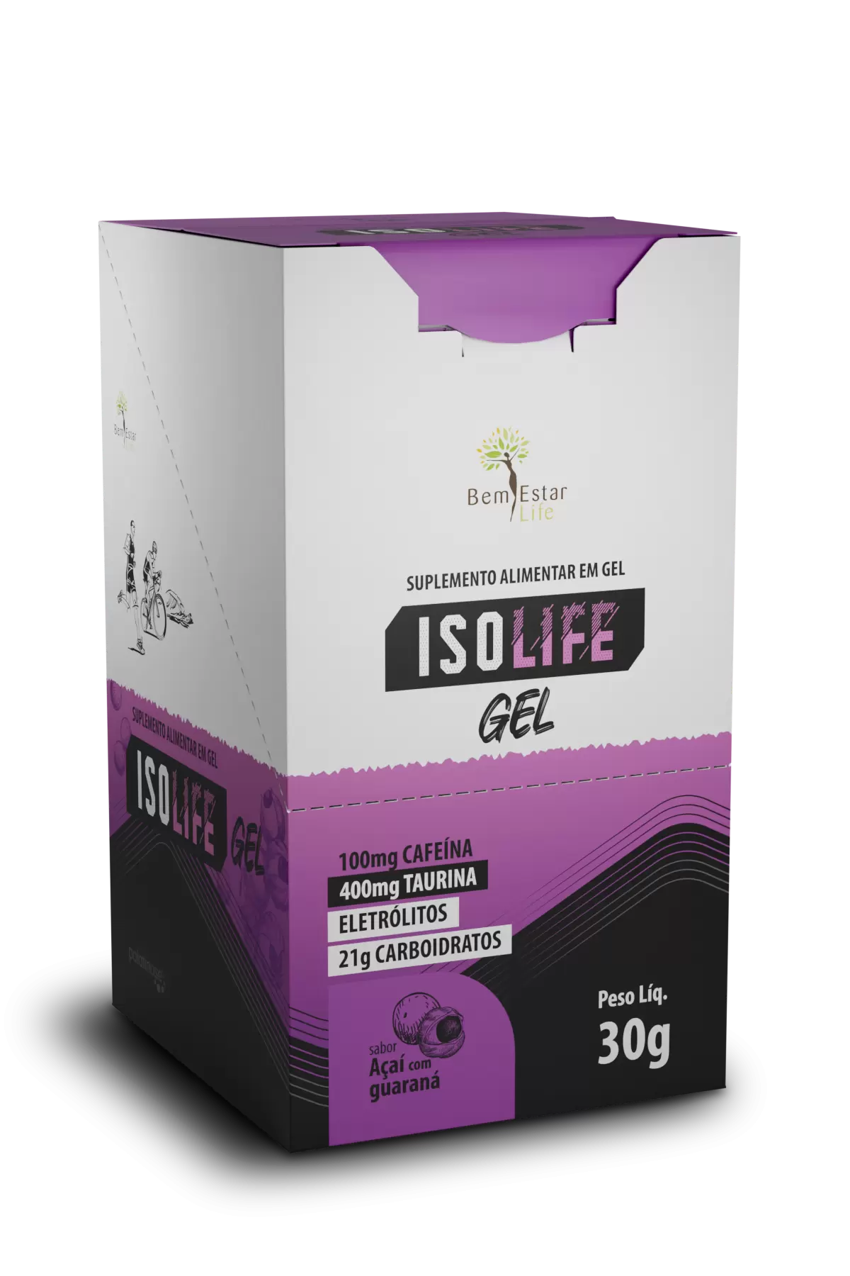 ISO LIFE GEL CARBO - CX 10 SACHE - SABOR AÇAI COM GUARANA 