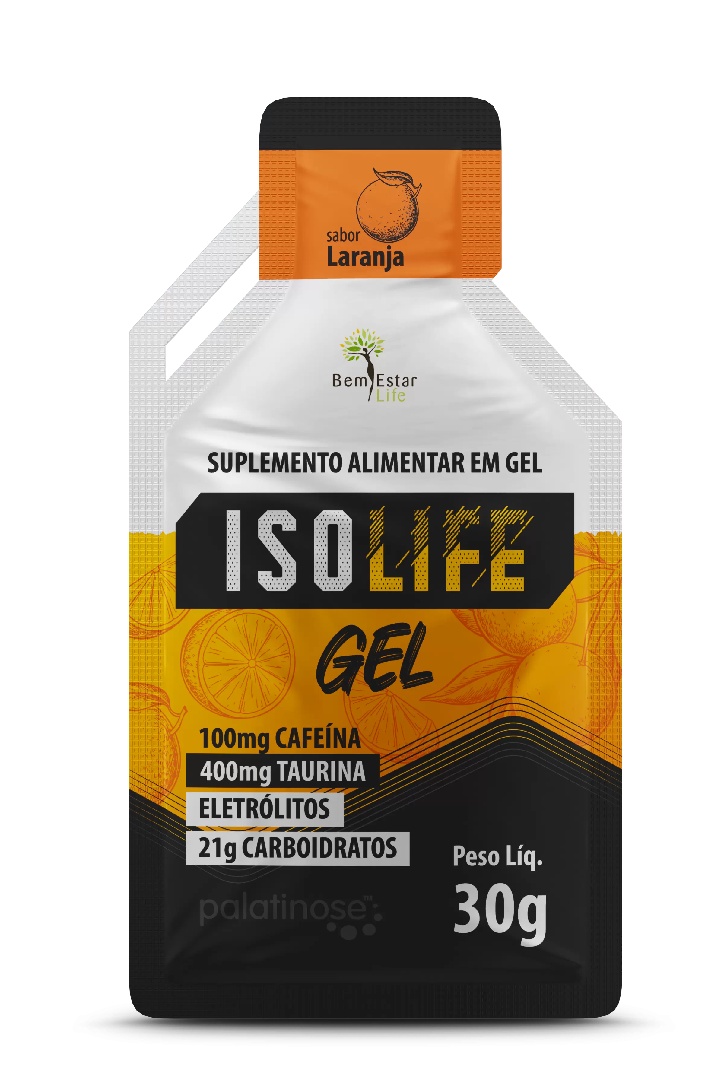 ISO LIFE GEL CARBO - CX 10 SACHE - SABOR LARANJA