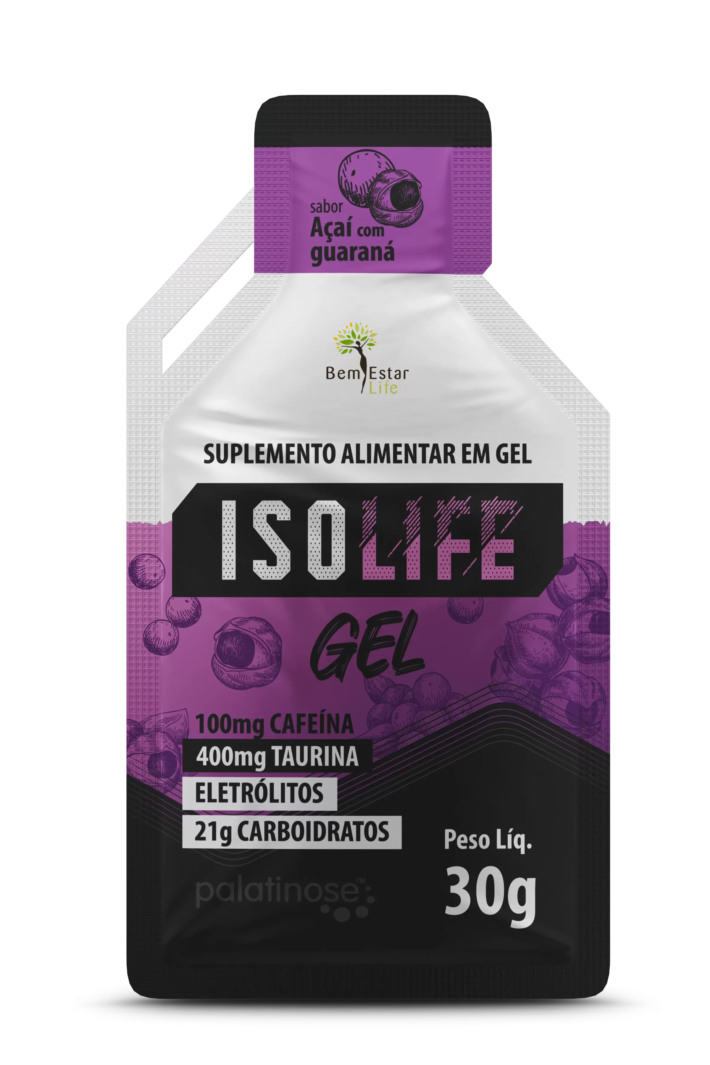 ISO LIFE GEL CARBO - CX 10 SACHE - SABOR AÇAI COM GUARANA 