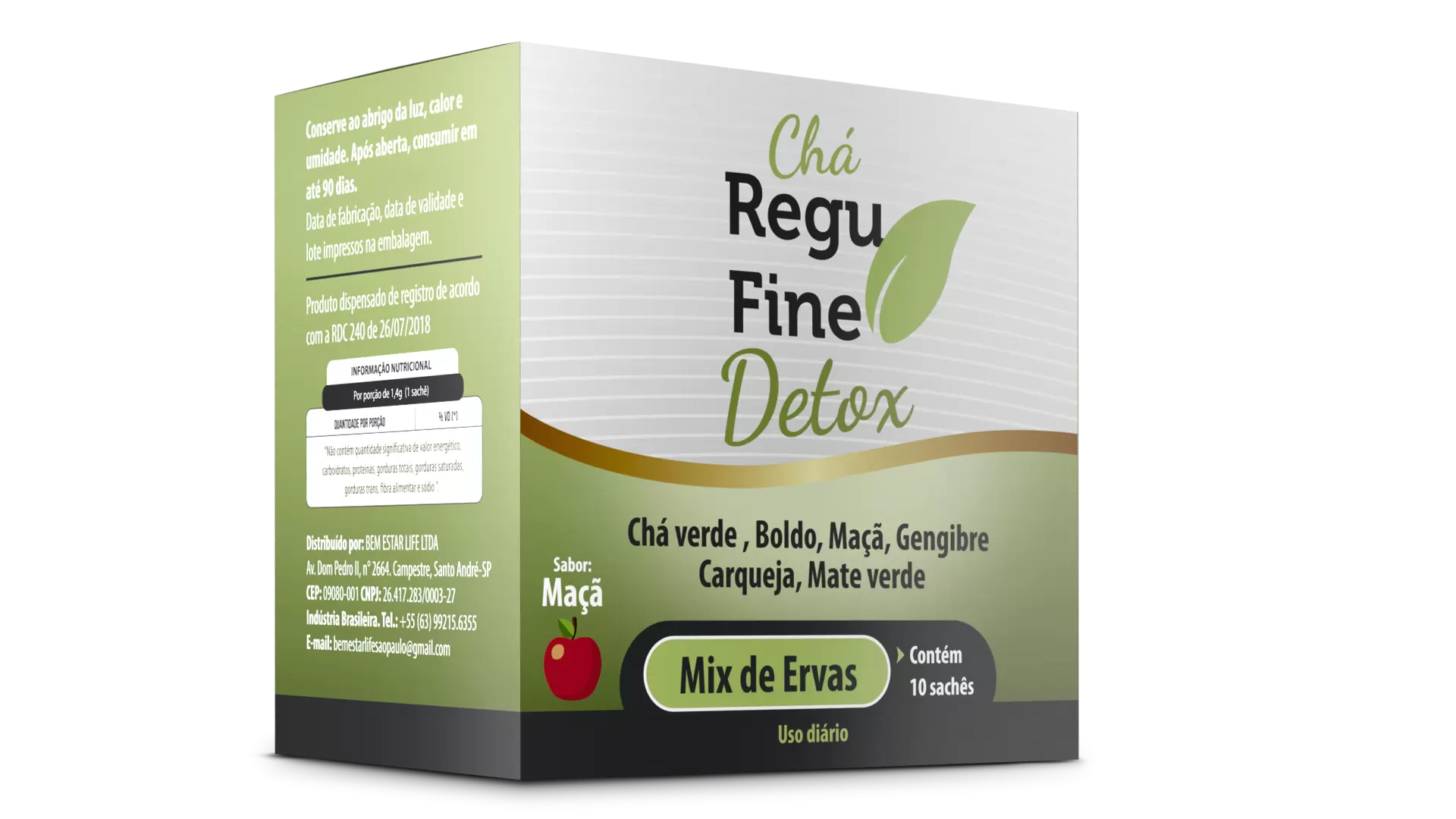 CHA REGU FINE DETOX - 10 SACHE SABOR MAÇA