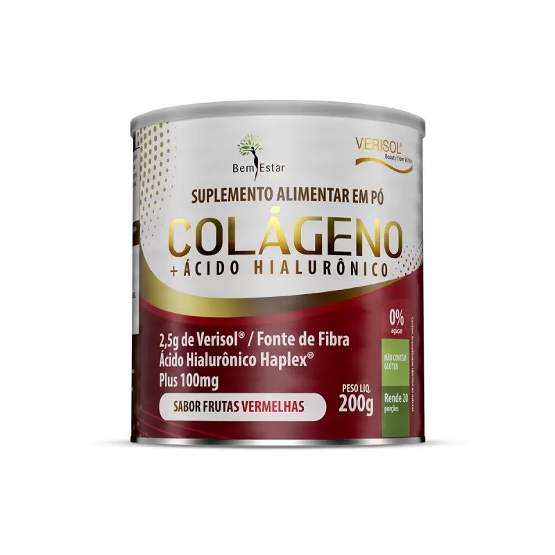 COLAGENO VERISOL EM PÓ SABOR FRUTAS VERMELHAS COM ÁCIDO HIALURONICO 