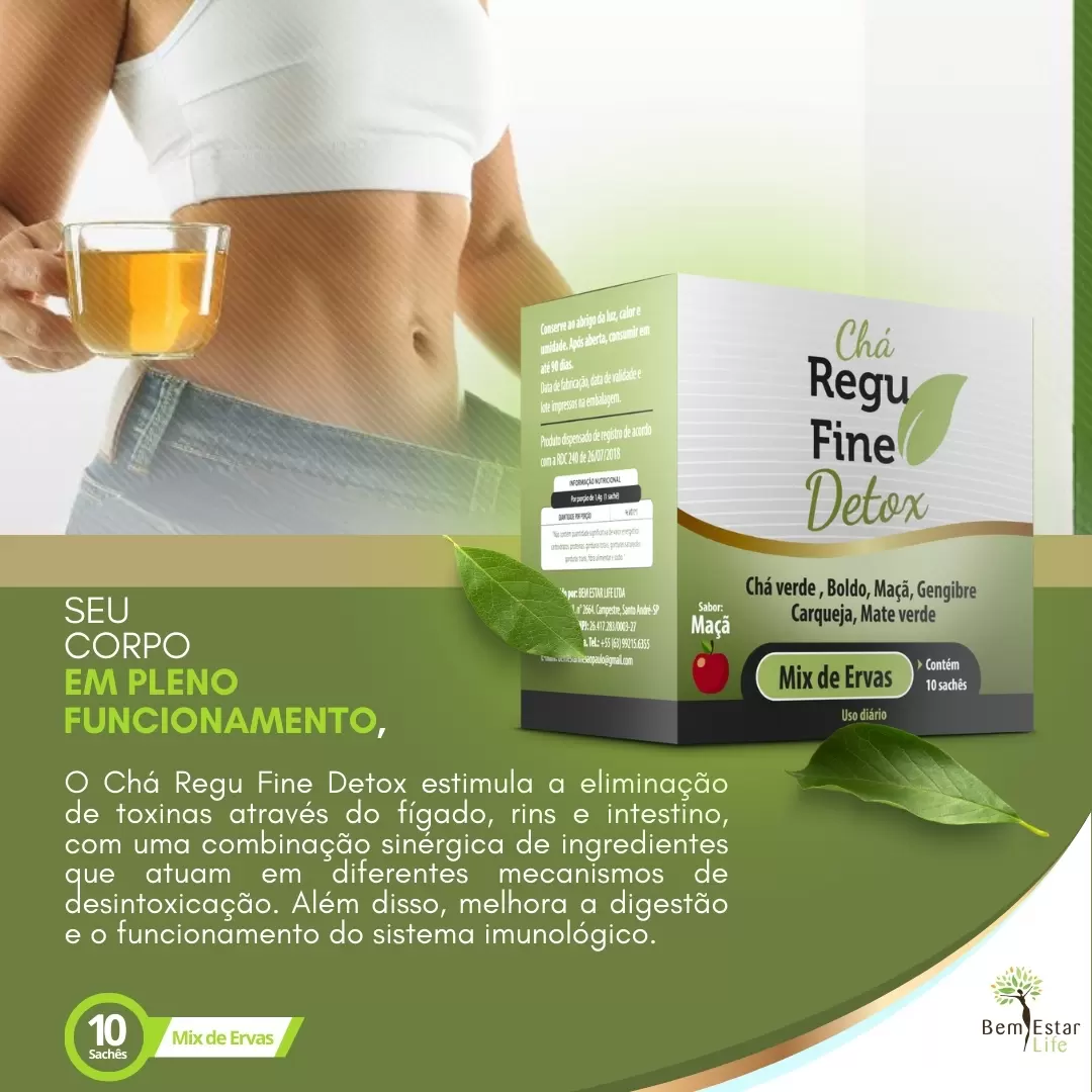 CHA REGU FINE DETOX - 10 SACHE SABOR MAÇA