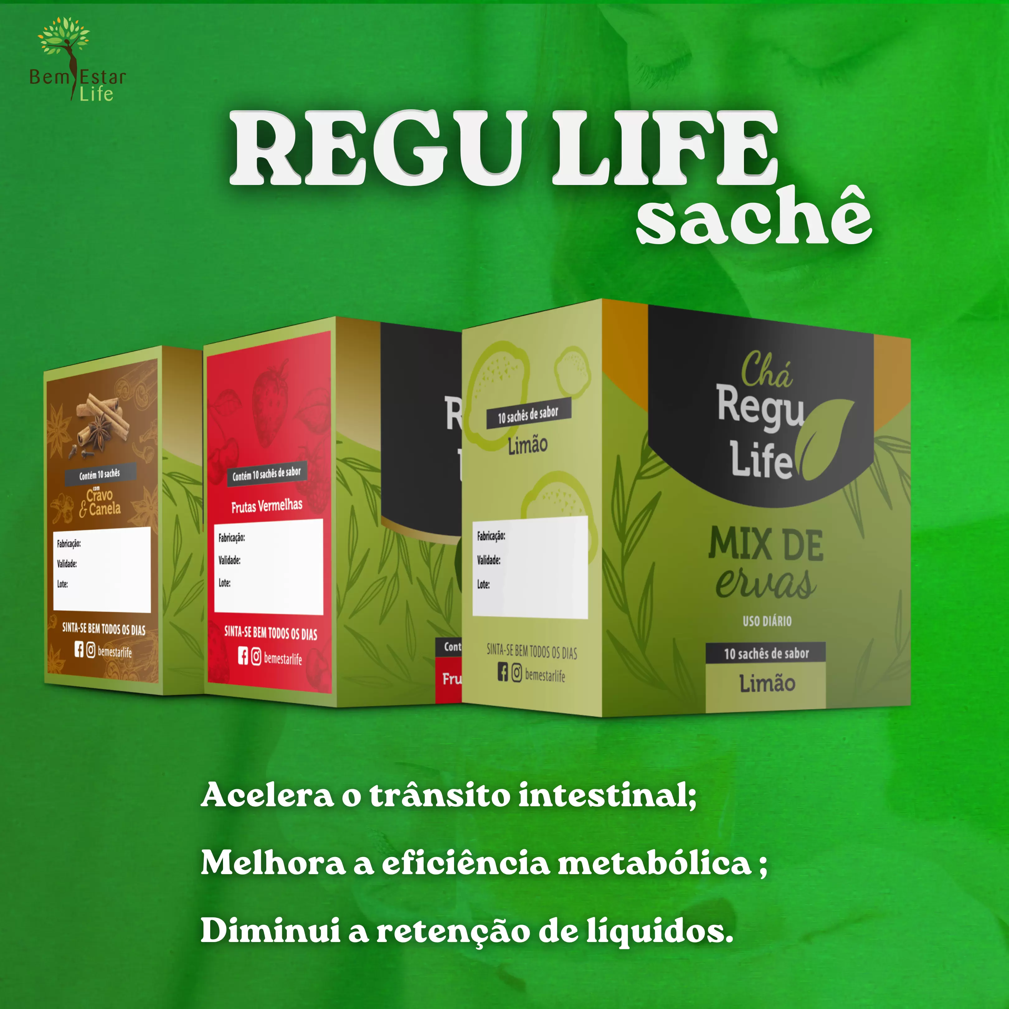 CHA REGU LIFE - 10 SACHE FRUTAS VERMELHAS