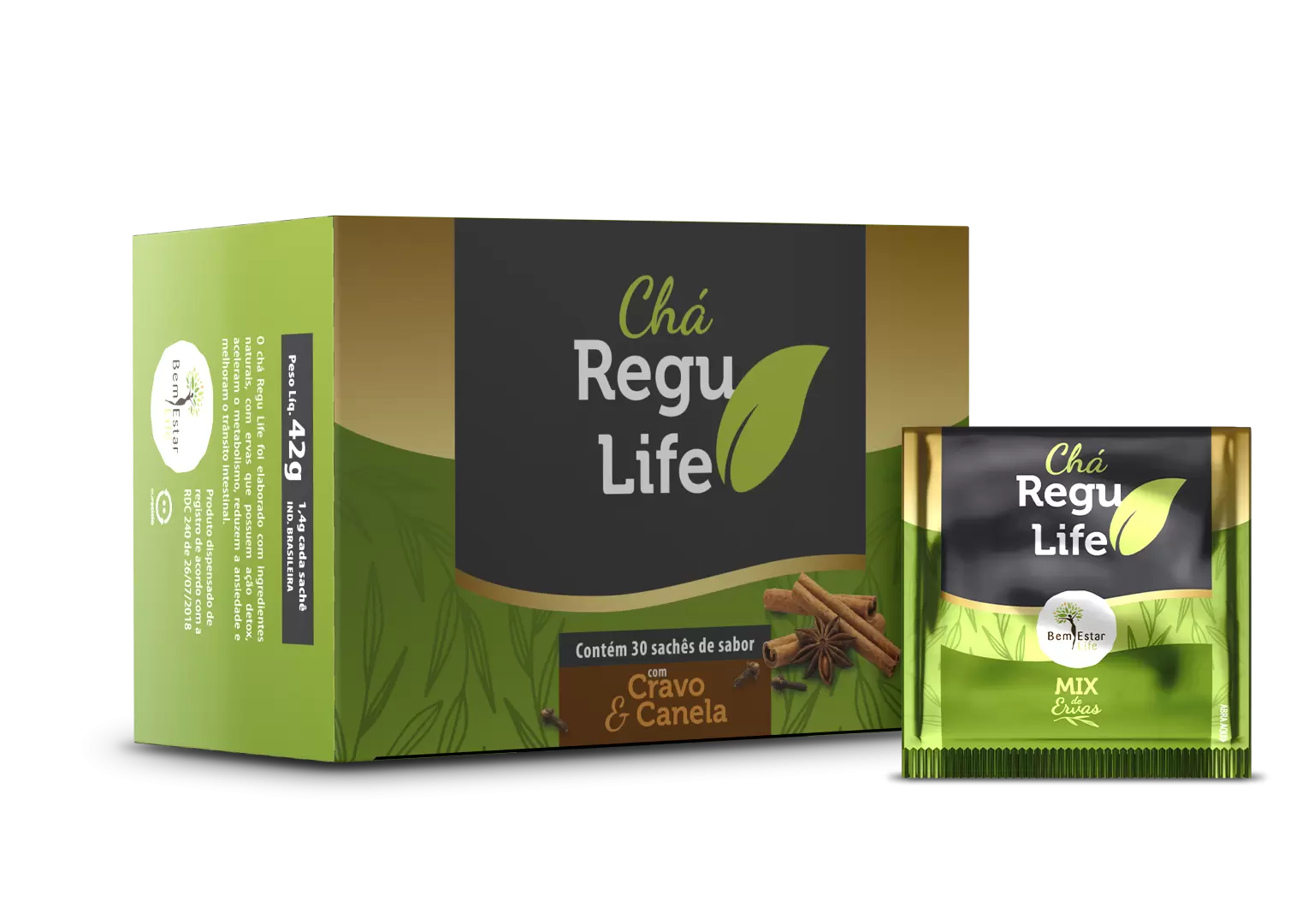 CHA REGU LIFE - 30 SACHE CRAVO E CANELA