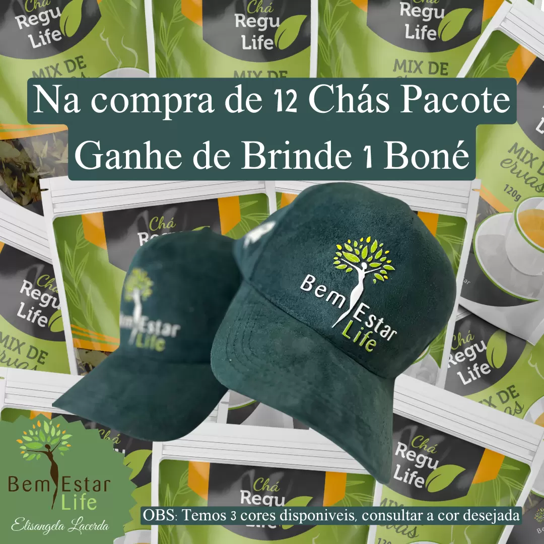 KIT 12 CHAS PACOTE REGU LIFE + 1 BONÉ DE BRINDE