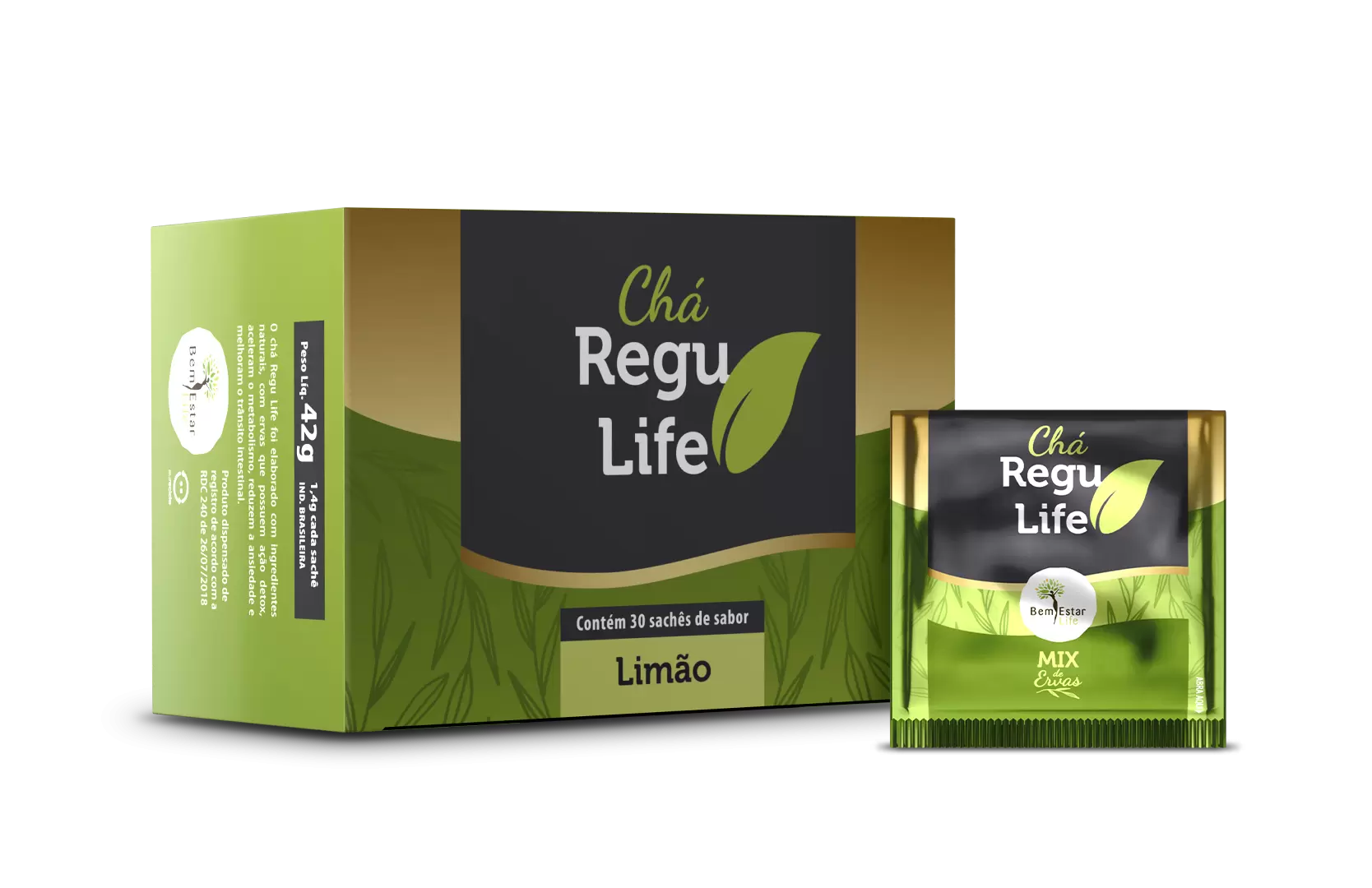 CHA REGU LIFE - 30 SACHE - SABOR LIMAO 