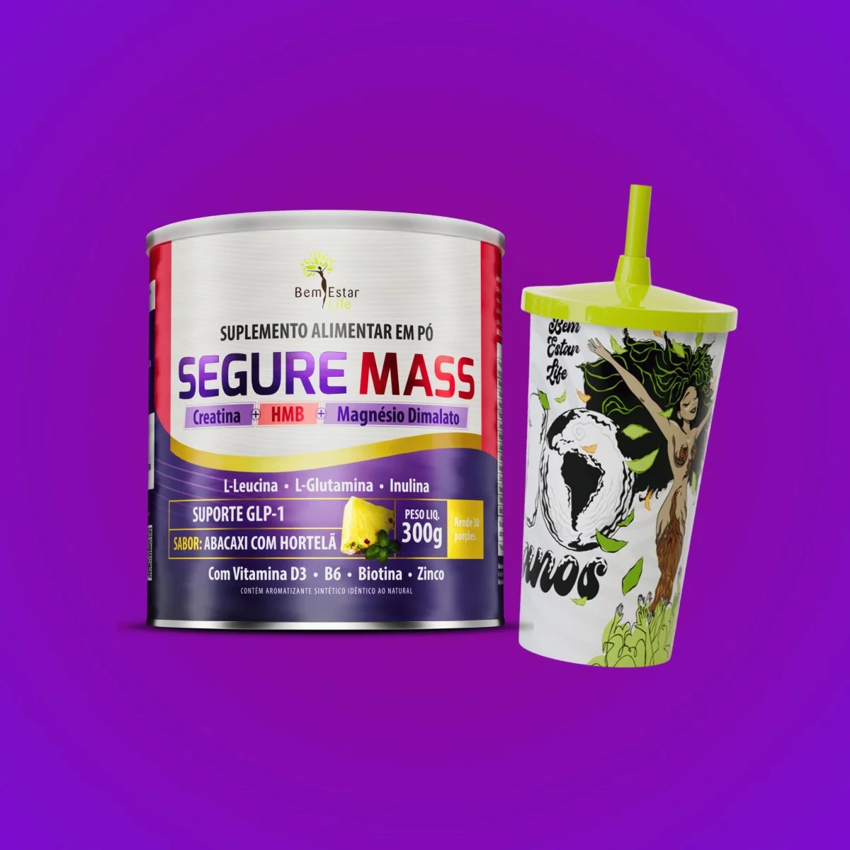 SEGURE MASS 300gr SABOR ABACAXI COM HORTELA - GANHA COPO COMEMORATIVO 500 ml