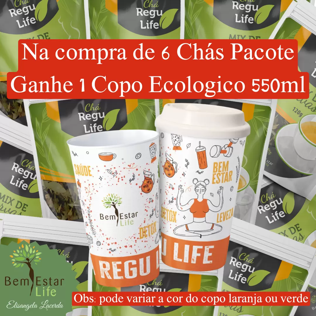 KIT 6 CHAS PACOTE REGU LIFE  + 1 COPO ECOLOGICO 