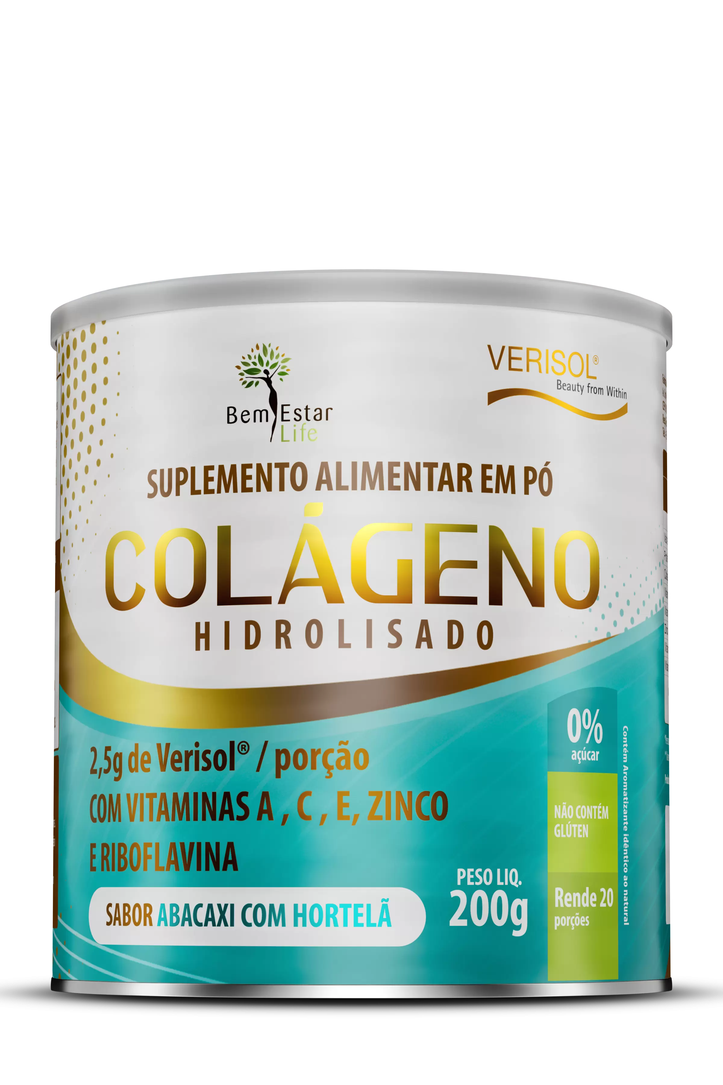 COLAGENO EM PO COM VERISOL SABOR ABACAXI COM HORTELA 