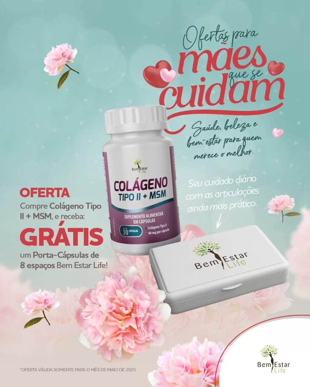 OFERTA COLAGENO TIPO II MSM - 30 CAPS + PORTA CAPSULA DE BRINDE