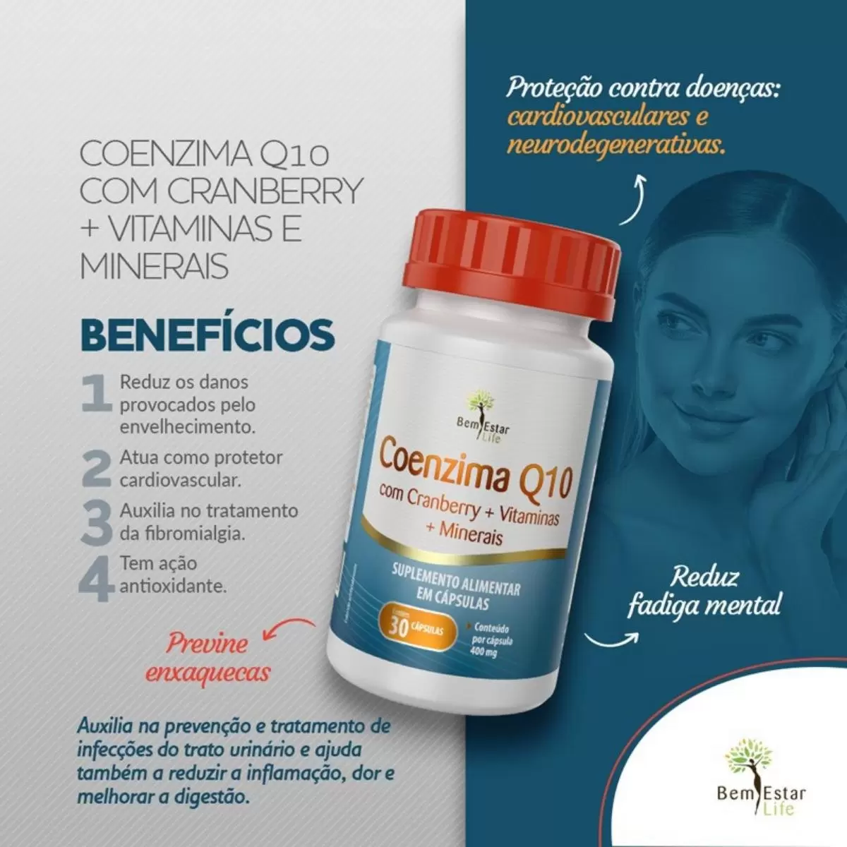 COEZIMA Q10 COM CRANBERRY, VITAMINAS E MINERAIS - 30 capsulas