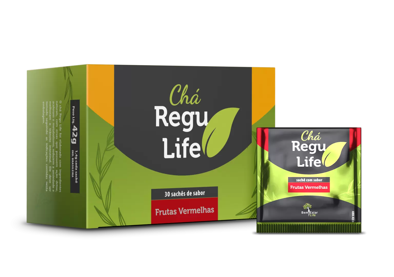 CHA REGU LIFE - 30 SACHE - SABOR FRUTAS VERMELHAS